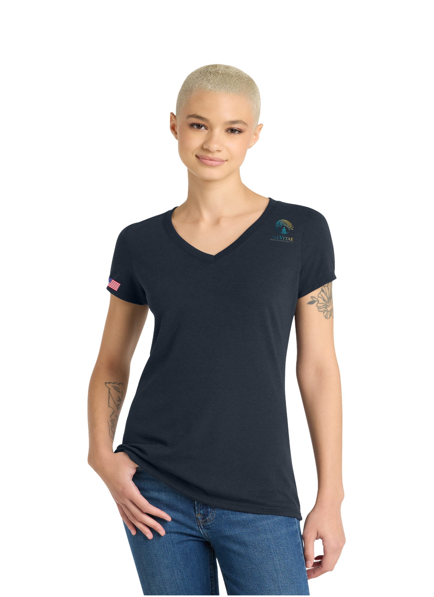 Allvitae V Neck Shorter V Neck T Shirt