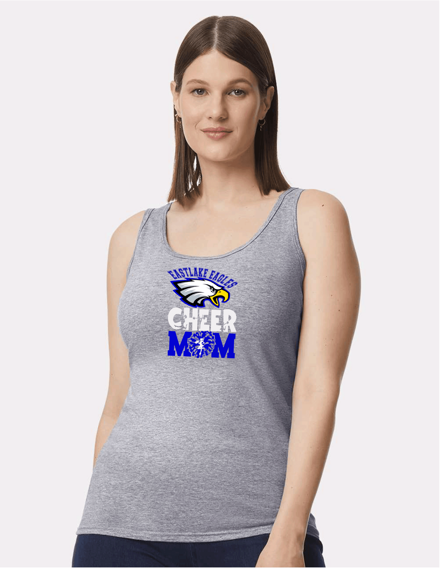 ELHS LADIES Tank Top Cheer MOM with Silhouete