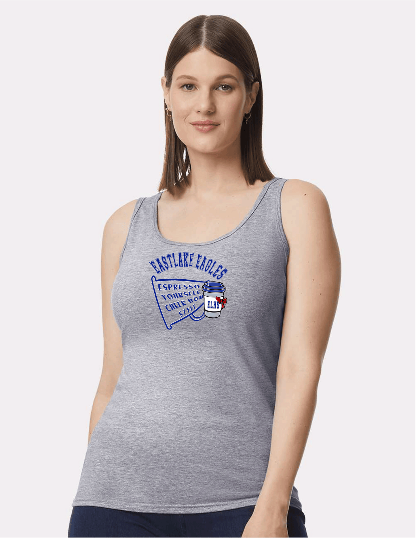 ELHS LADIES Tank Top Cheer MOM Espresso