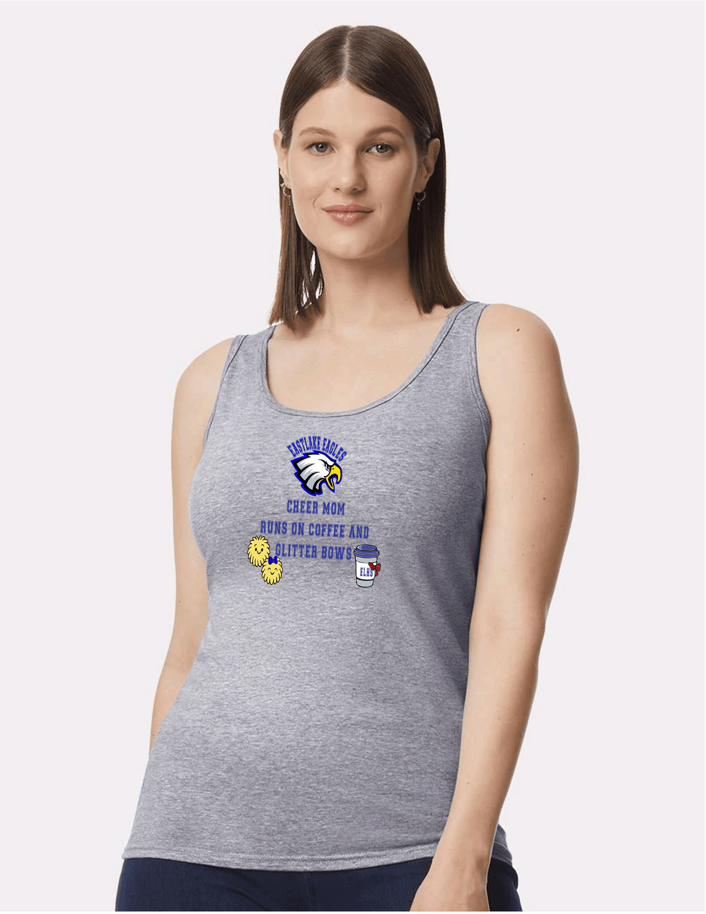 ELHS LADIES Tank Top Cheer MOM Coffee with Bows