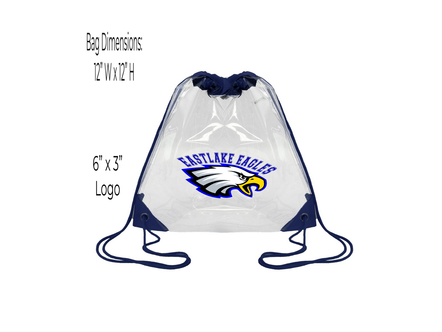 FUNDRAISER ELHS Clear Drawstring Tote Bag with Logo Quantity Order  FREE SHIPPING