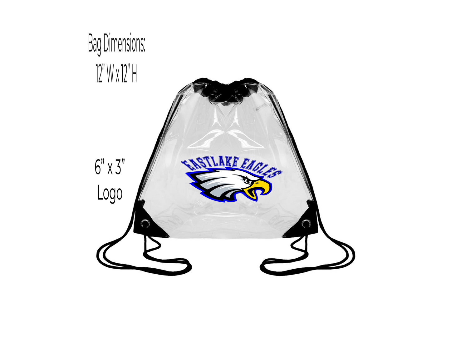 FUNDRAISER ELHS Clear Drawstring Tote Bag with Logo Quantity Order  FREE SHIPPING