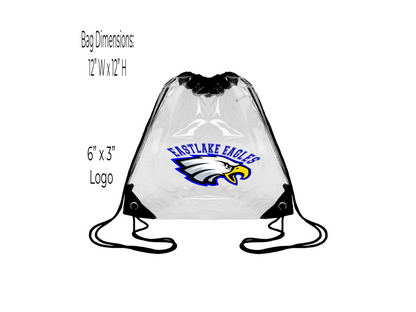 FUNDRAISER ELHS Clear Drawstring Tote Bag with Logo Quantity Order  FREE SHIPPING