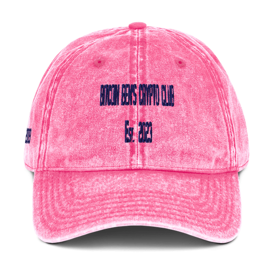 Bitcoin Ben Crypto Club COLLEGE Font with Est. Vintage Cotton Twill Cap