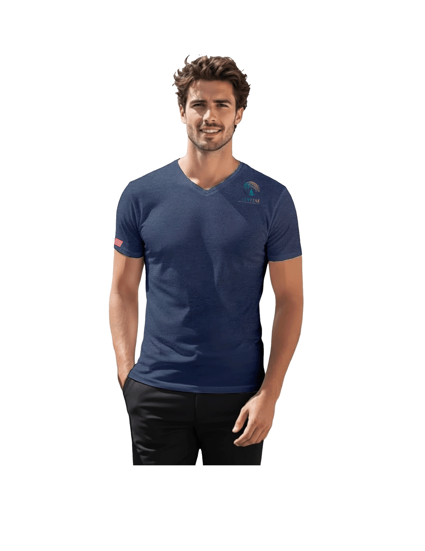 Allvitae H2H Men's Muscle Shirt V Neck Slim Fit Blue Shirts Multiple Logos