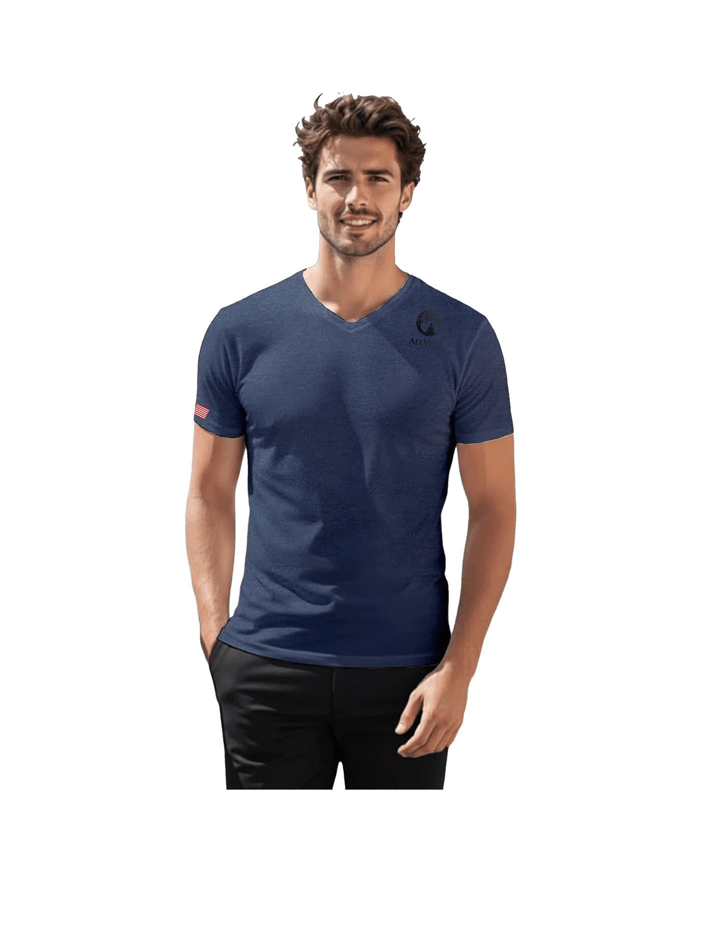 Allvitae H2H Men's Muscle Shirt V Neck Slim Fit Blue Shirts Multiple Logos