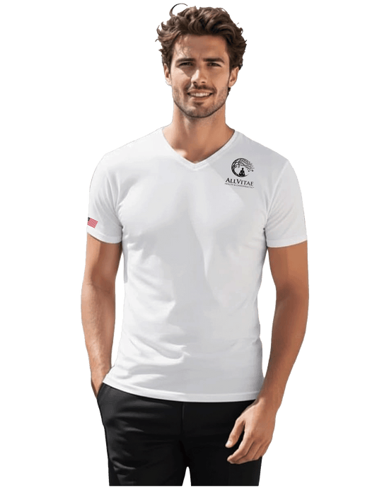 Allvitae H2H Men's Muscle Shirt V Neck Slim Fit White Shirts with Multiple Logos