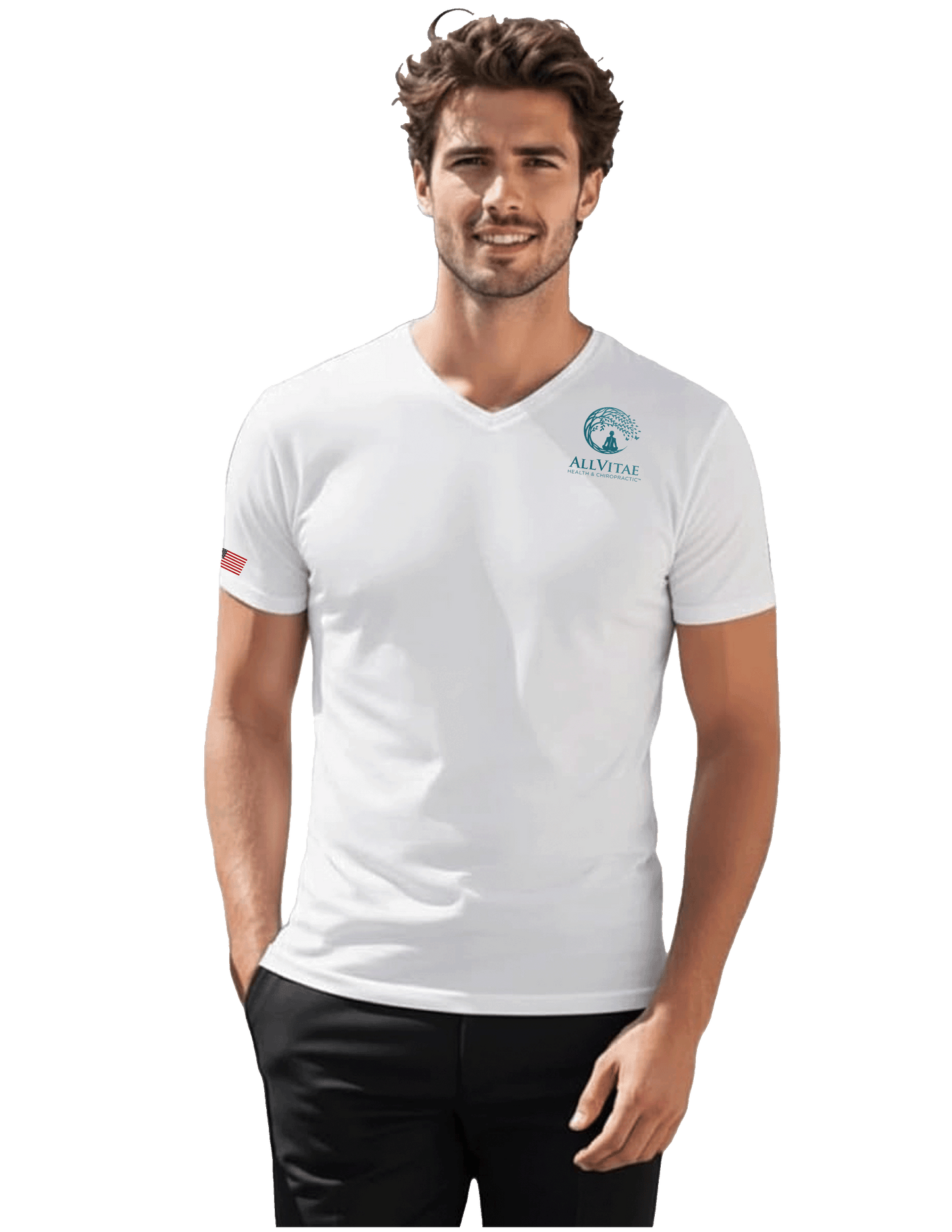 Allvitae H2H Men's Muscle Shirt V Neck Slim Fit White Shirts with Multiple Logos