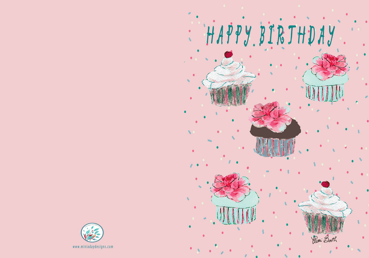 Happy Birthday  Sweet Treat Cupcakes Greeting Card