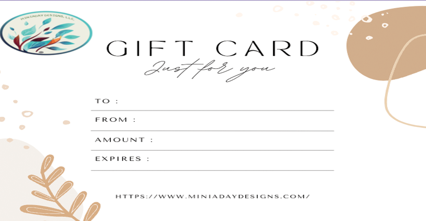 Miniaday Designs Gift Card - Miniaday Designs, LLC.