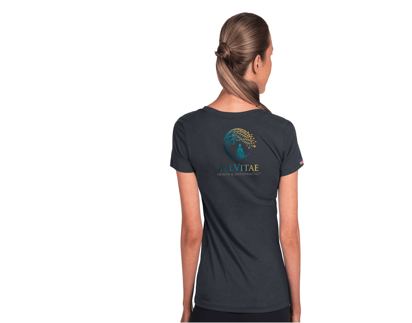 Allvitae Next Level V Neck 1540 Replaces 6640 American Flag added to Right Sleeve