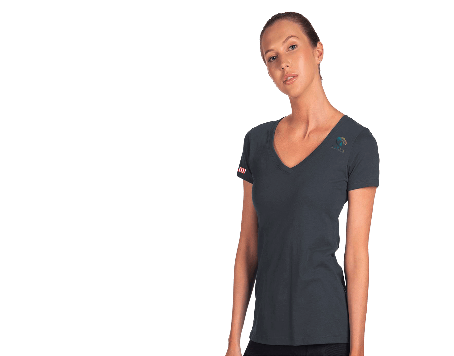 Allvitae Next Level V Neck 1540 Replaces 6640 American Flag added to Right Sleeve