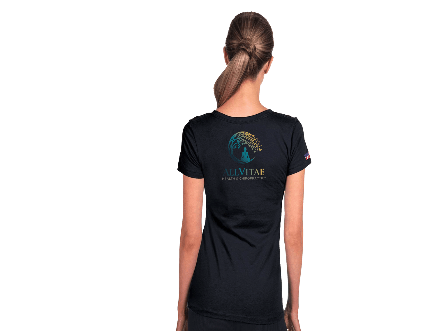 Allvitae Next Level V Neck 1540 Replaces 6640 American Flag added to Right Sleeve