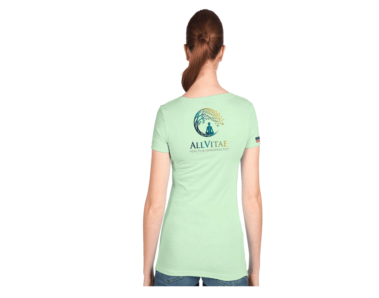 Allvitae Next Level V Neck 1540 Replaces 6640 American Flag added to Right Sleeve