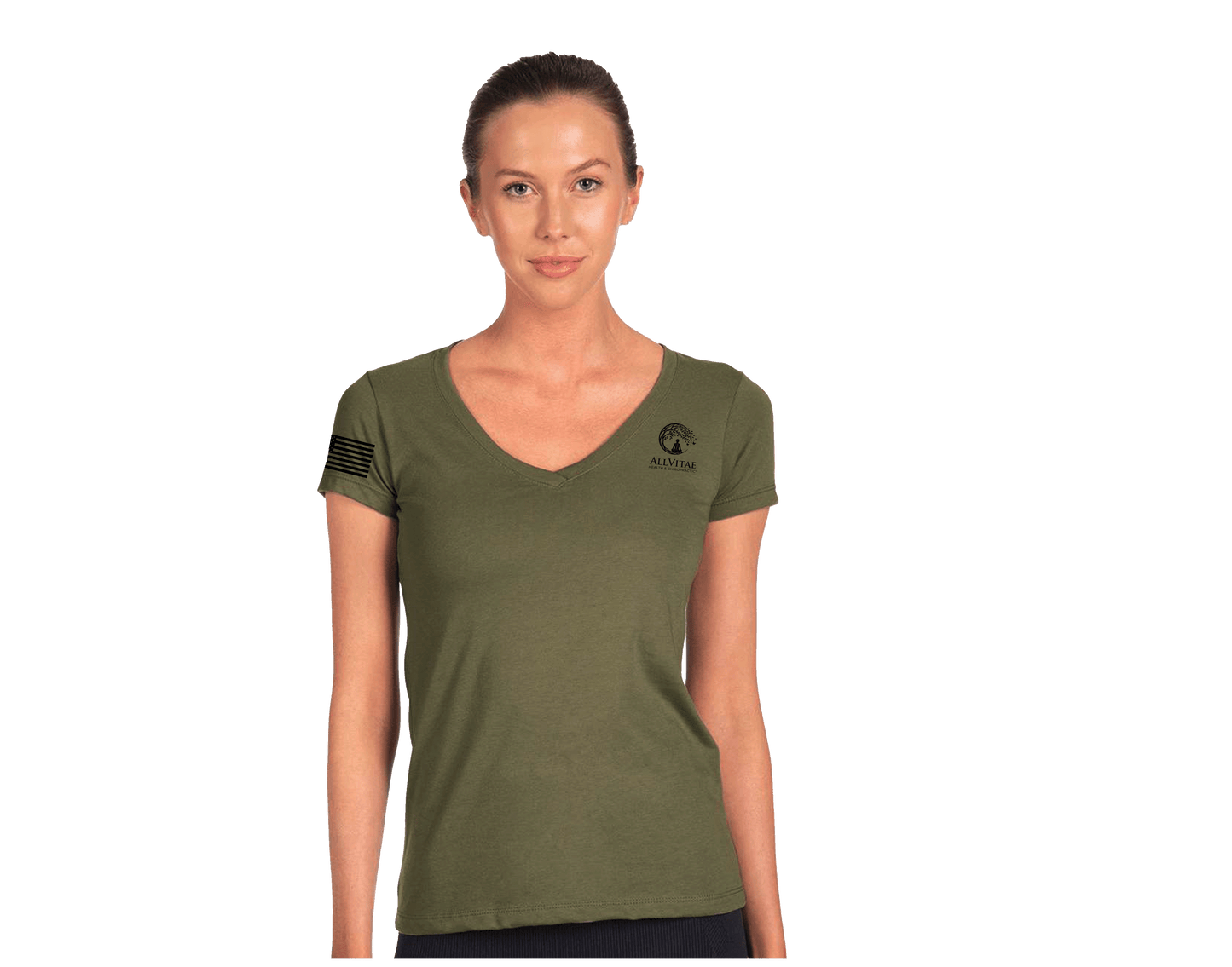 Allvitae Next Level V Neck 1540 Replaces 6640 American Flag added to Right Sleeve