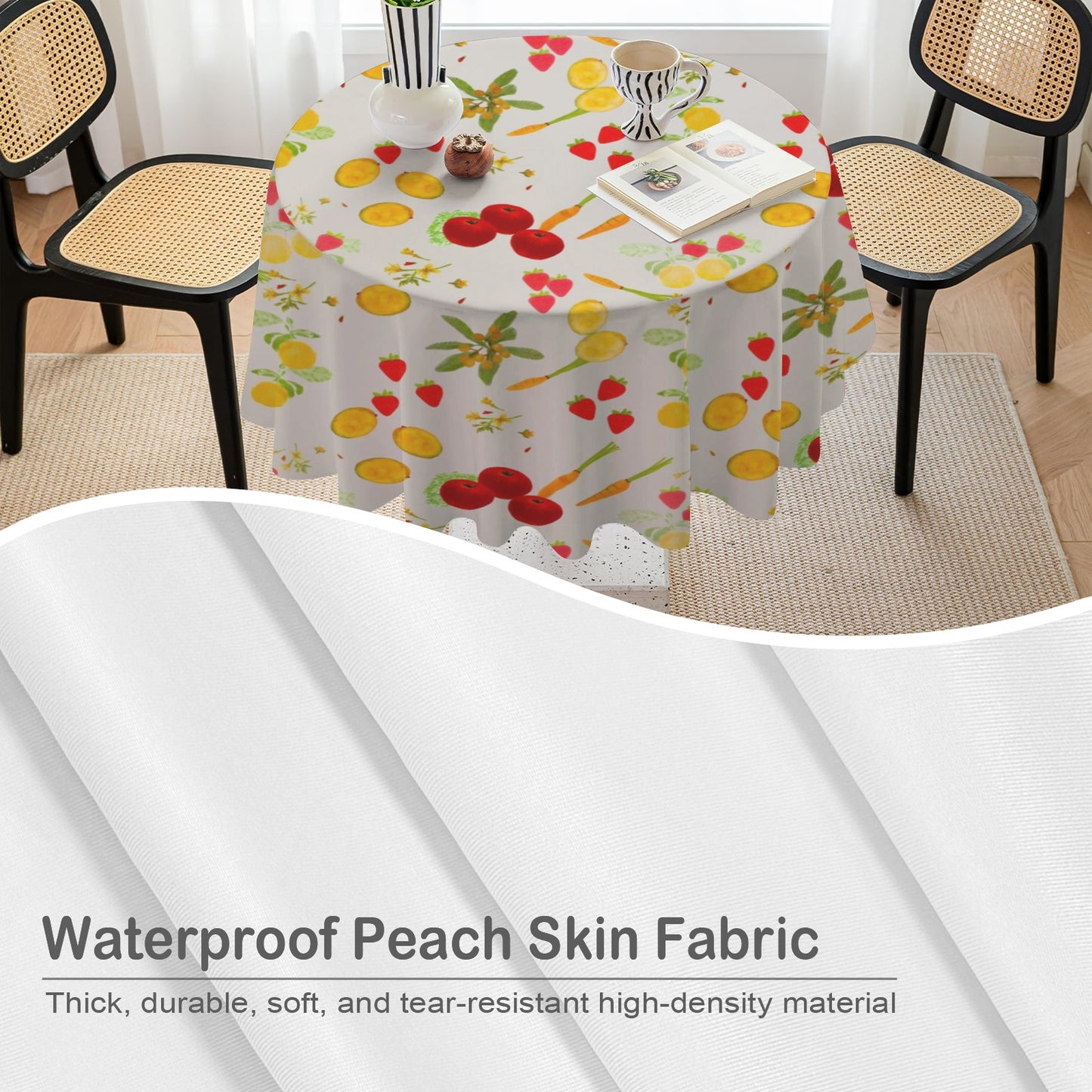 Designer 70" Round Tablecloths Sunflower and Farmstand