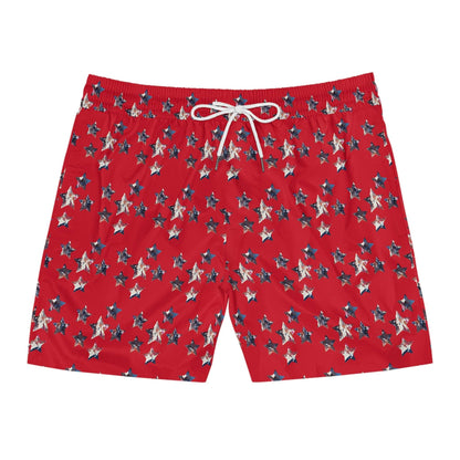 Americana Impressions Collection by Miniaday Designs, LLC. Men's Mid-Length Swim Shorts