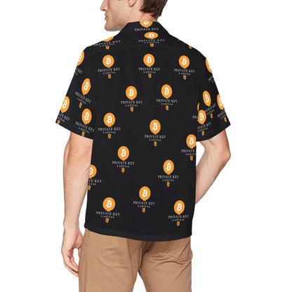 BBCC Private Key Bank Black Hawaiian Shirt Hawaiian Shirt with Chest Pocket