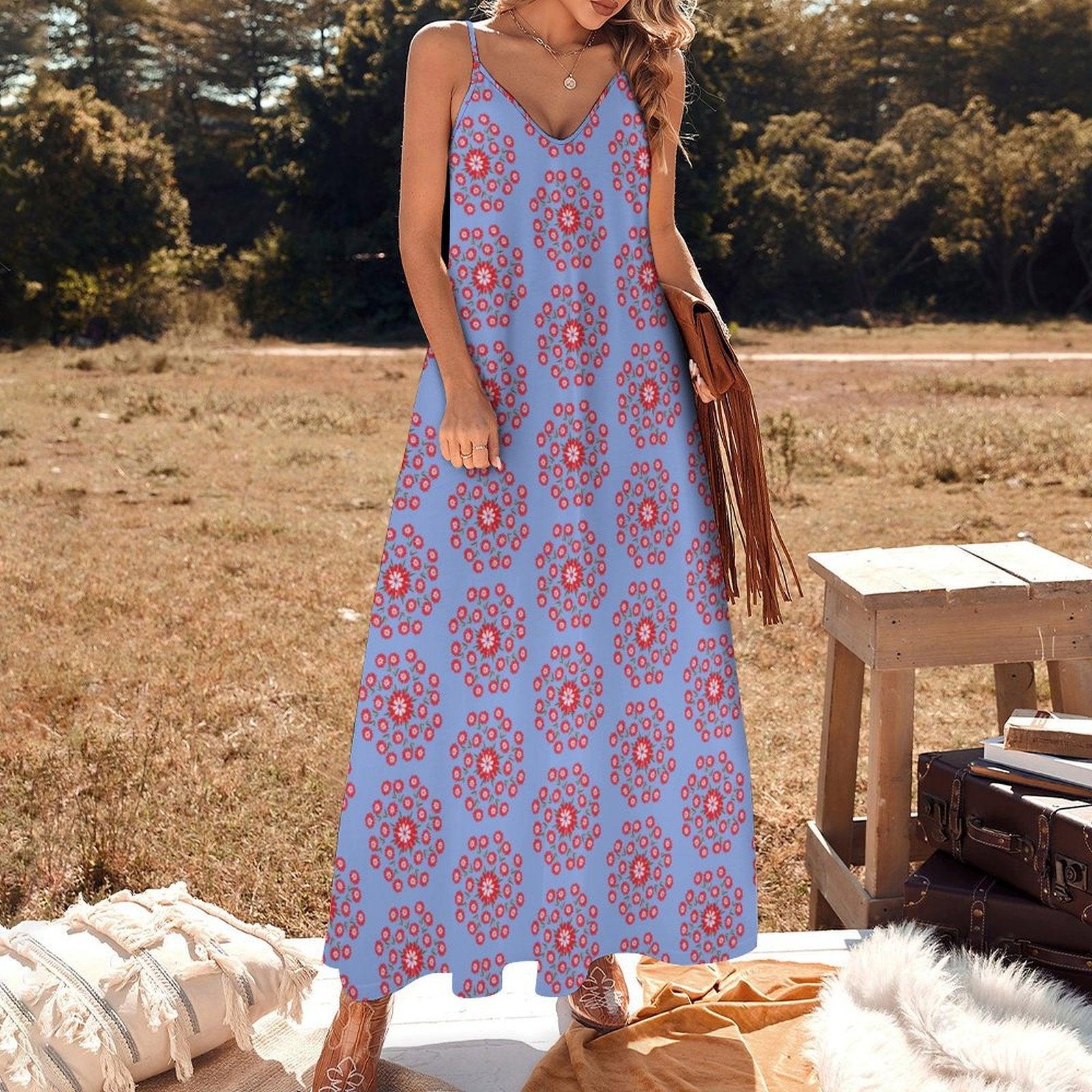 Miniaday Designs Bohemian Collection Spaghetti Strap Ankle-Length Dress Long Dress Purple - Miniaday Designs, LLC.