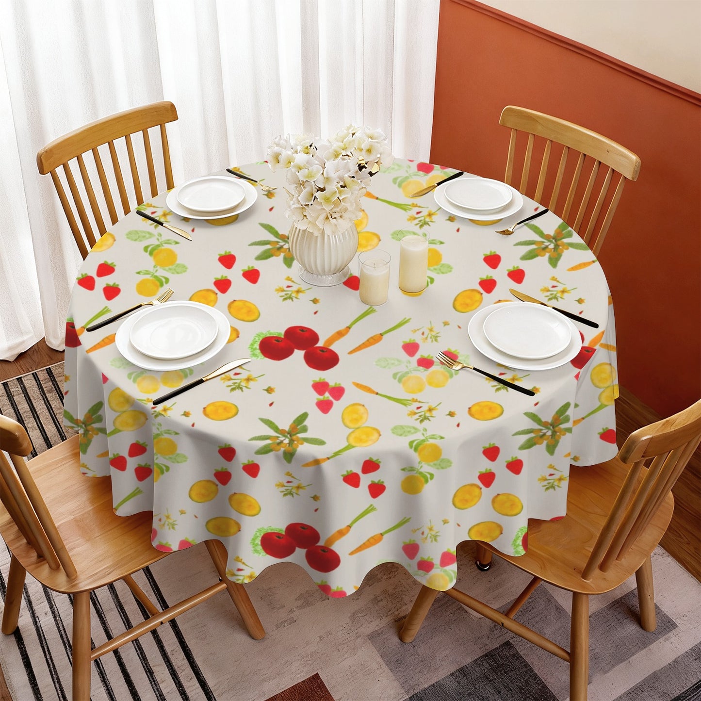Designer 70" Round Tablecloths Sunflower and Farmstand