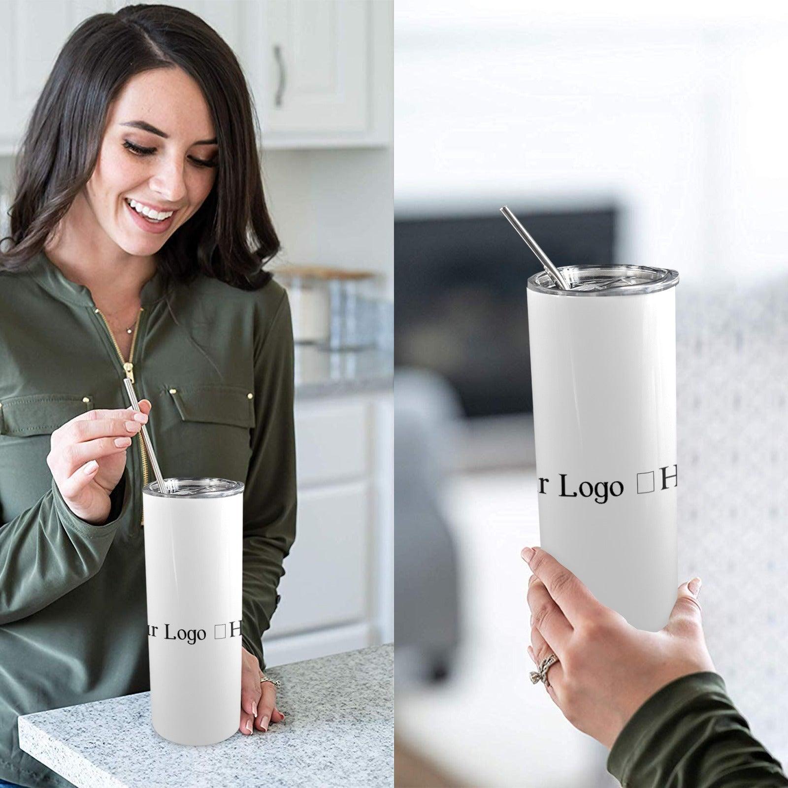 Miniaday Designs r Your Logo Here 20oz Tall Skinny Tumbler with Lid and Straw Private Brand - Miniaday Designs, LLC.