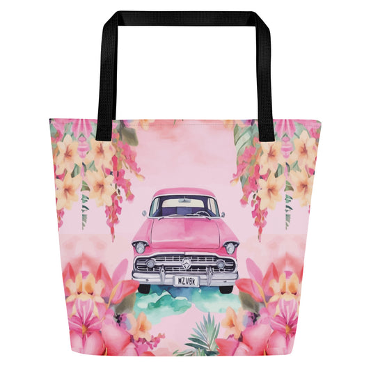 Miniaday Designs Large Tote Bag Pink Paradise Roadtrip Collection - Miniaday Designs, LLC.