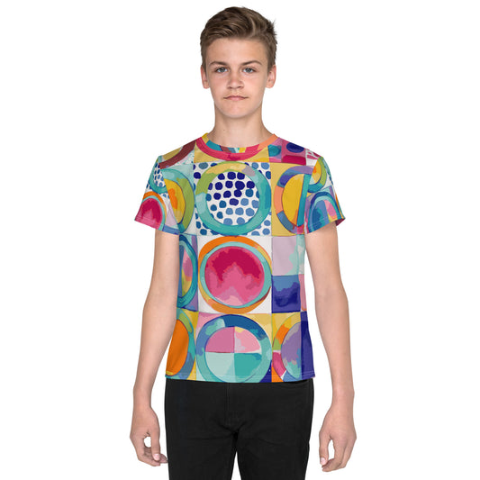 Vibrant Circle Mosaic Collection Youth crew neck t-shirt - Miniaday Designs, LLC.