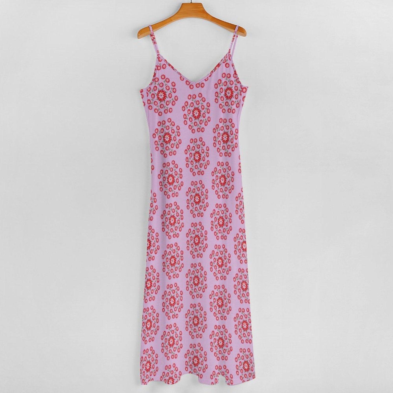 Miniaday Designs Bohemian Collection Spaghetti Strap Ankle-Length Dress Long Dress Pink - Miniaday Designs, LLC.