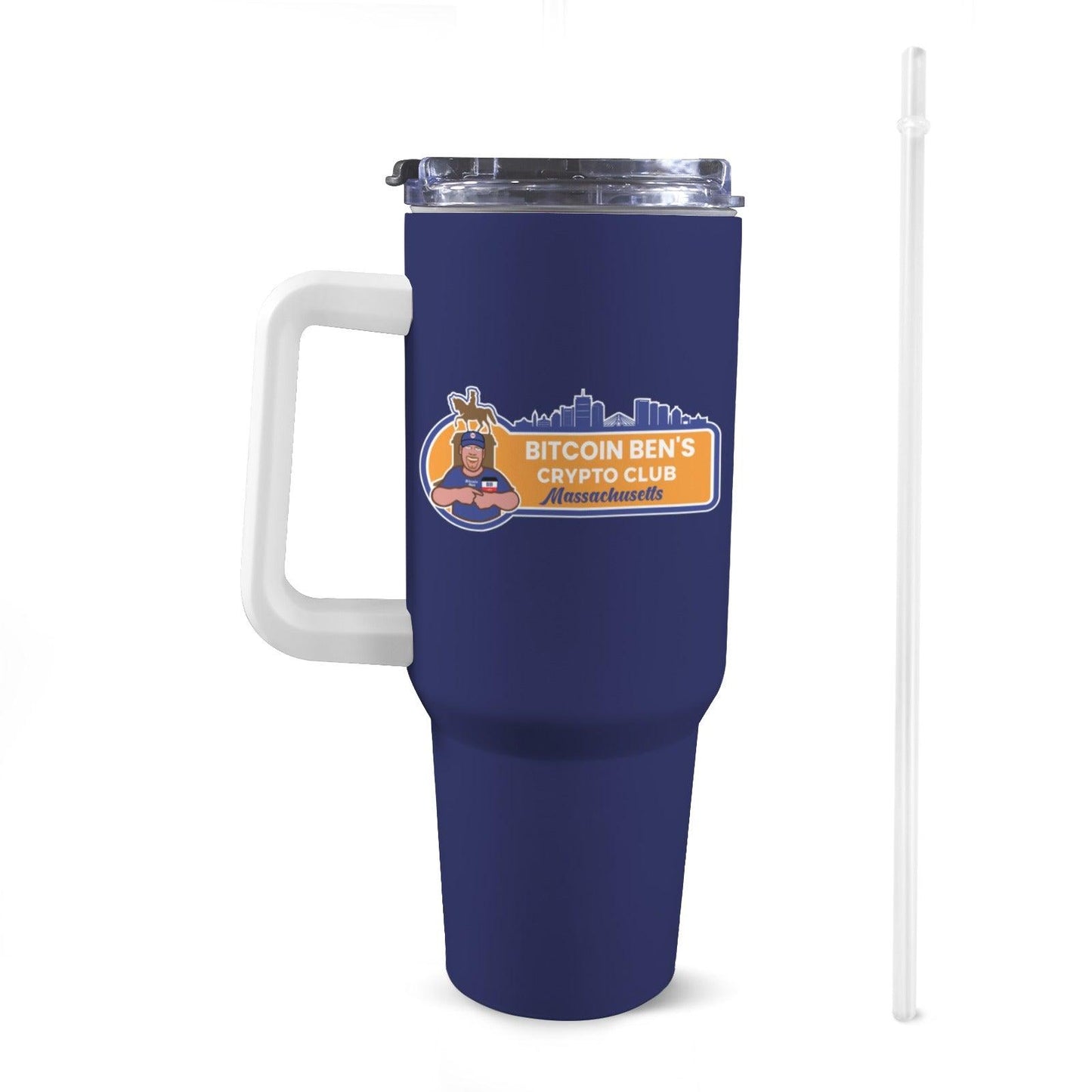 Bitcoin Ben Massachusetts Crypto Club 40 Oz Tumbler - Miniaday Designs, LLC.