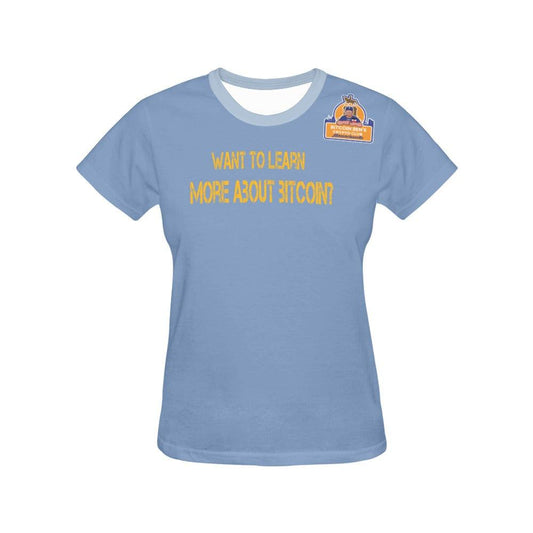 Want to Learn About Bitcoin Massachusetts T-Shirt for Women (USA Size) (Model T40) - Miniaday Designs, LLC.