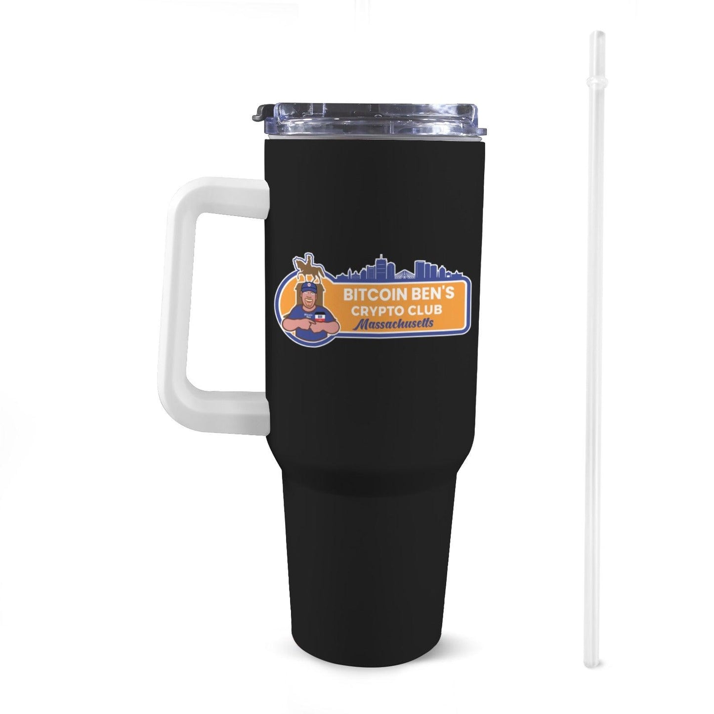 Bitcoin Ben Massachusetts Crypto Club 40 Oz Tumbler - Miniaday Designs, LLC.