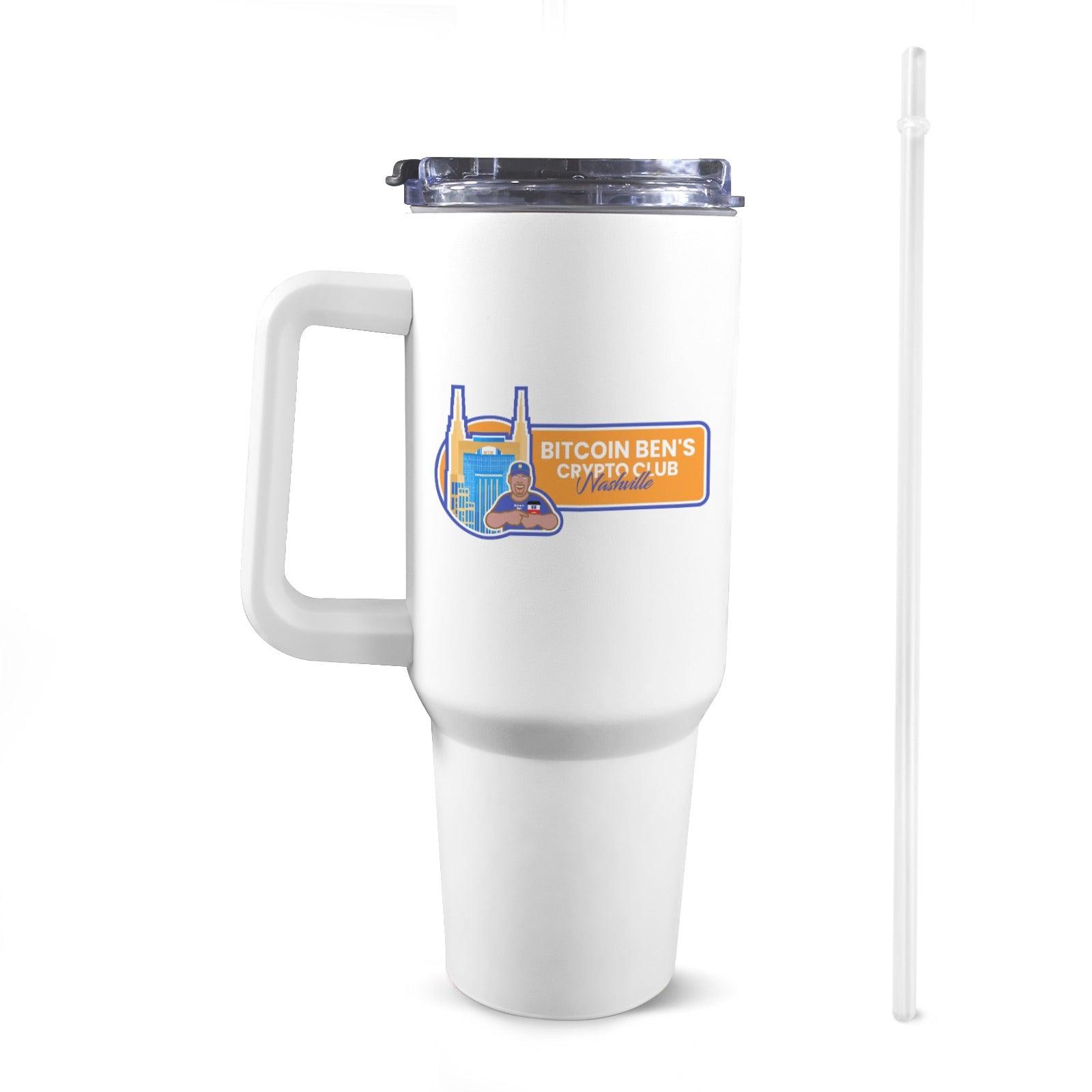 Bitcoin Ben Nashville Crypto Club 40 Oz Tumbler with Handle - Miniaday Designs, LLC.