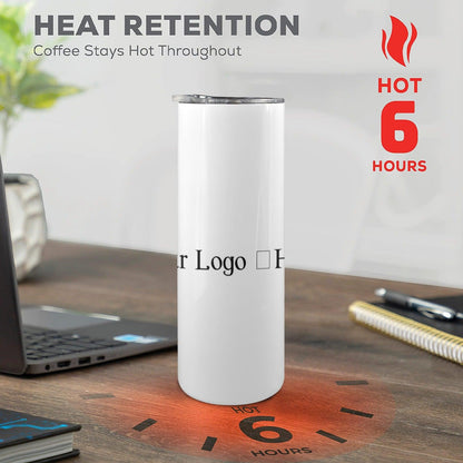 Miniaday Designs r Your Logo Here 20oz Tall Skinny Tumbler with Lid and Straw Private Brand - Miniaday Designs, LLC.