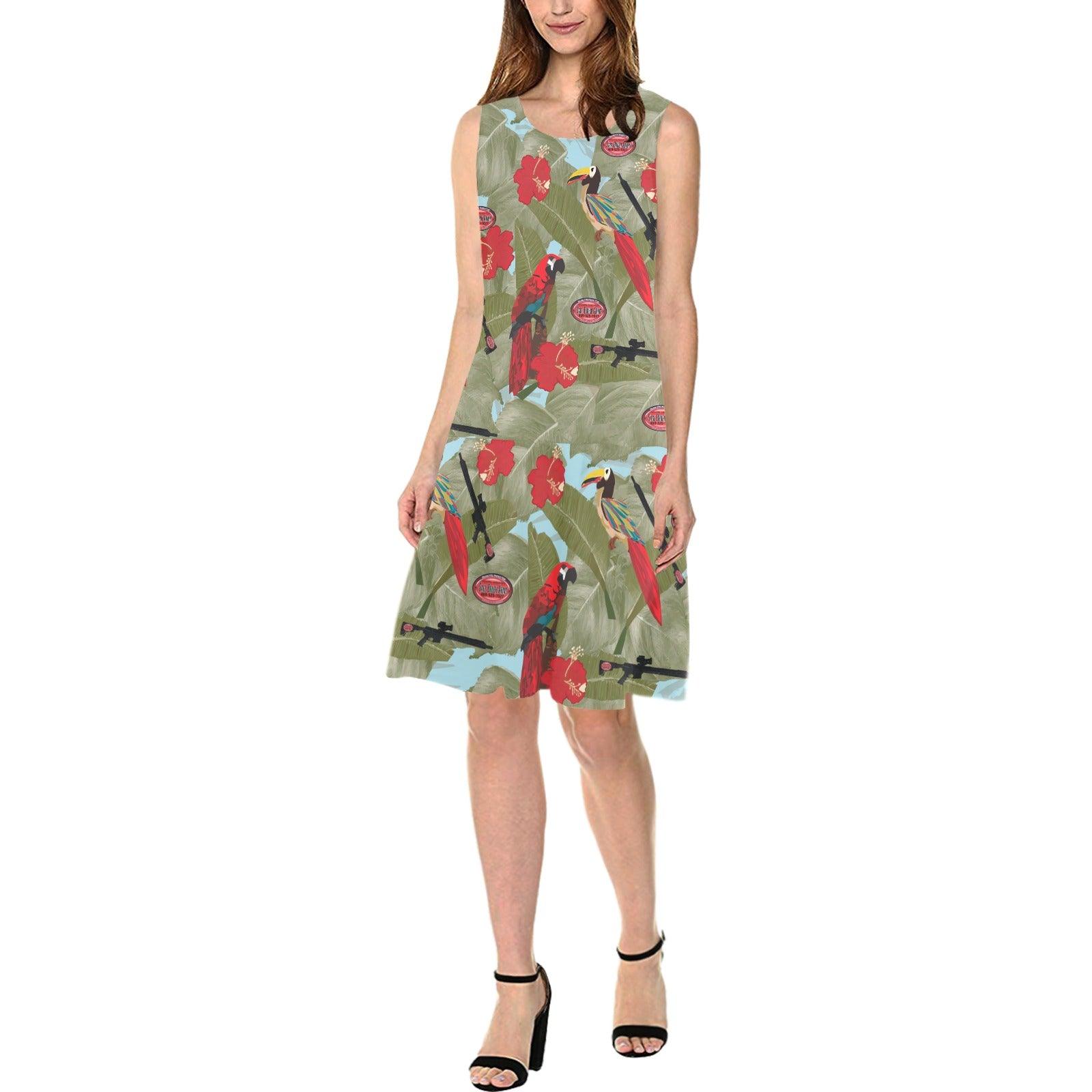 Sage Brush Arms Ladies' Shift Sleeveless Dress (Model D17) - Miniaday Designs, LLC.