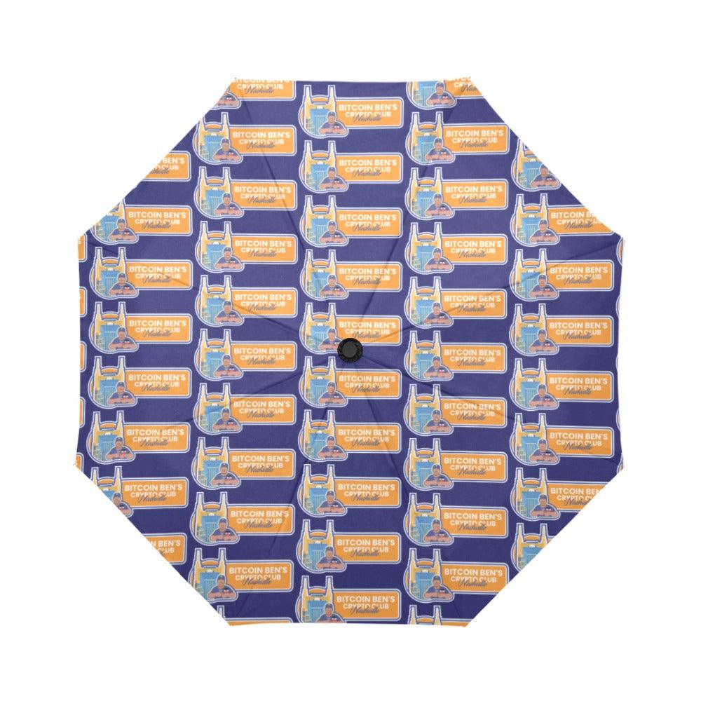 Miniaday Designs Bitcoin Ben Nashville Club Self Closing Umbrella Auto-Foldable Umbrella (Model U04) - Miniaday Designs, LLC.