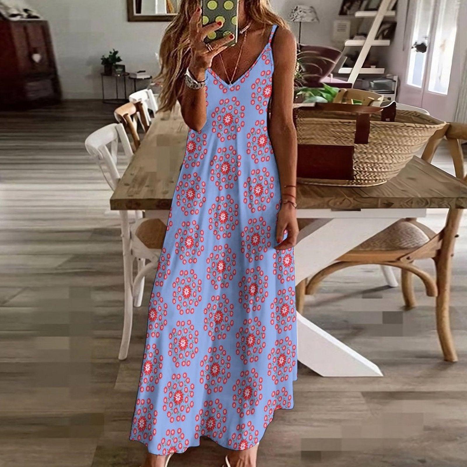 Miniaday Designs Bohemian Collection Spaghetti Strap Ankle-Length Dress Long Dress Purple - Miniaday Designs, LLC.