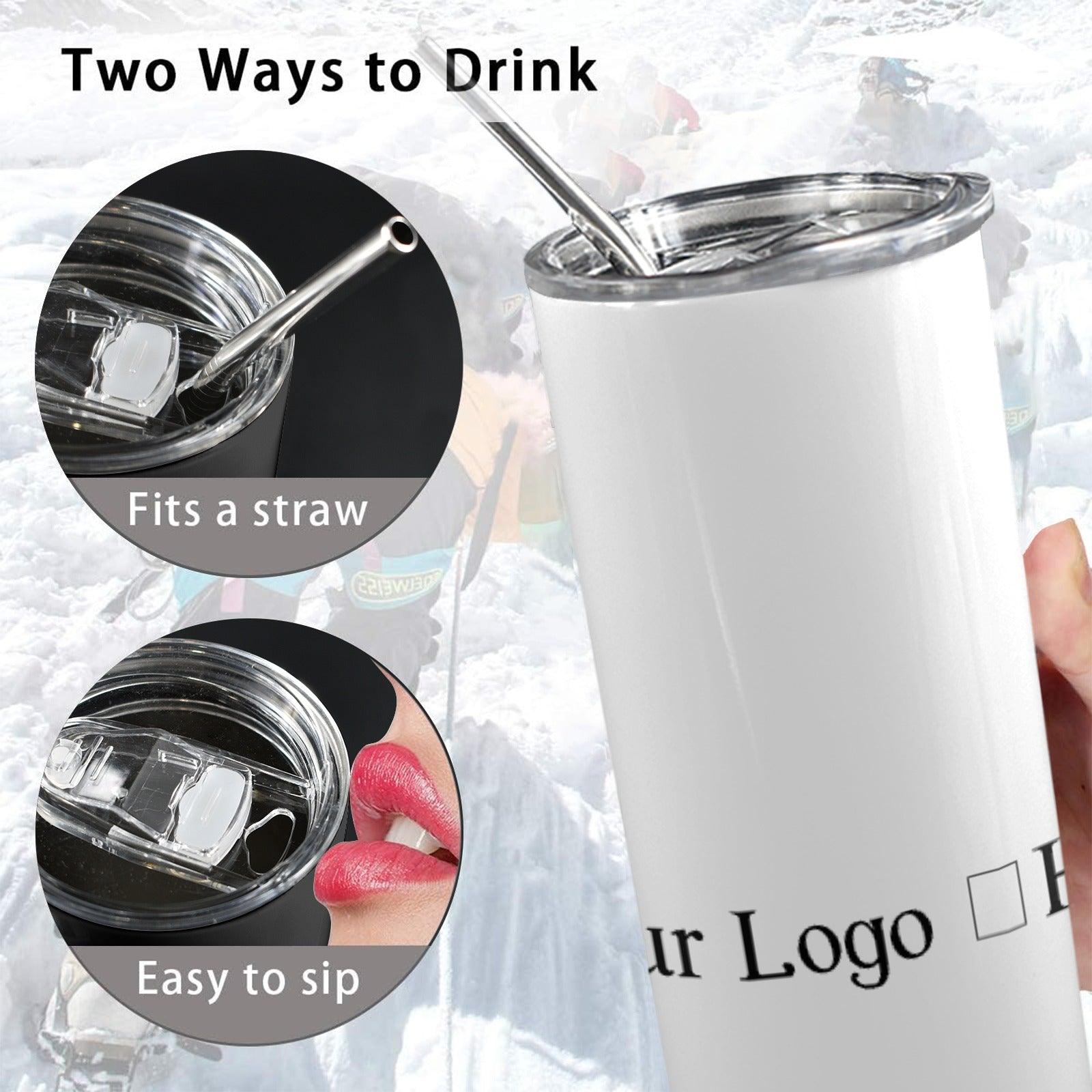 Miniaday Designs r Your Logo Here 20oz Tall Skinny Tumbler with Lid and Straw Private Brand - Miniaday Designs, LLC.