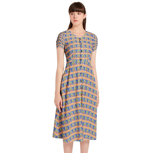 BBCC El Salvador Puff Sleeve Button Through Dress - Miniaday Designs, LLC.