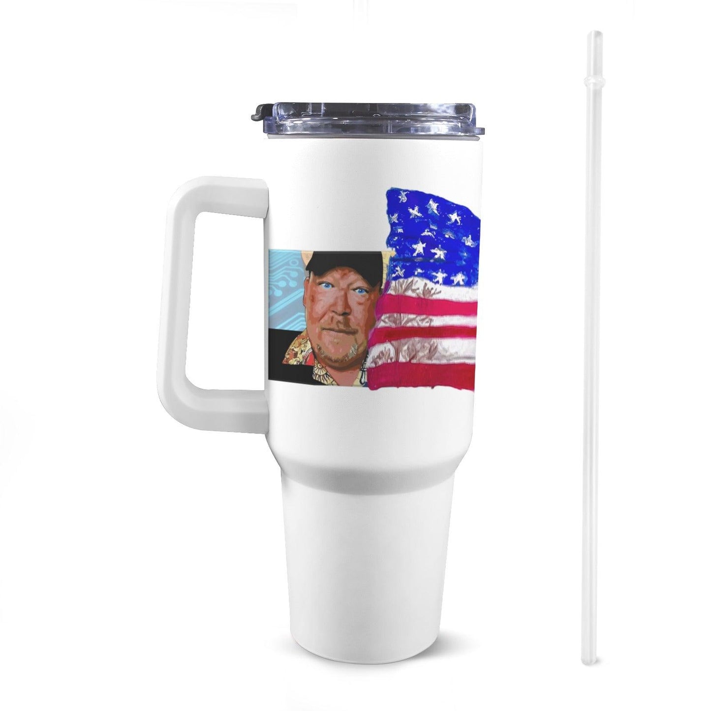 Bitcoin Ben 1776 Sarasota Capitol and Flag 40 oz Tumbler with Handle 40oz Tumbler with Handle - Miniaday Designs, LLC.