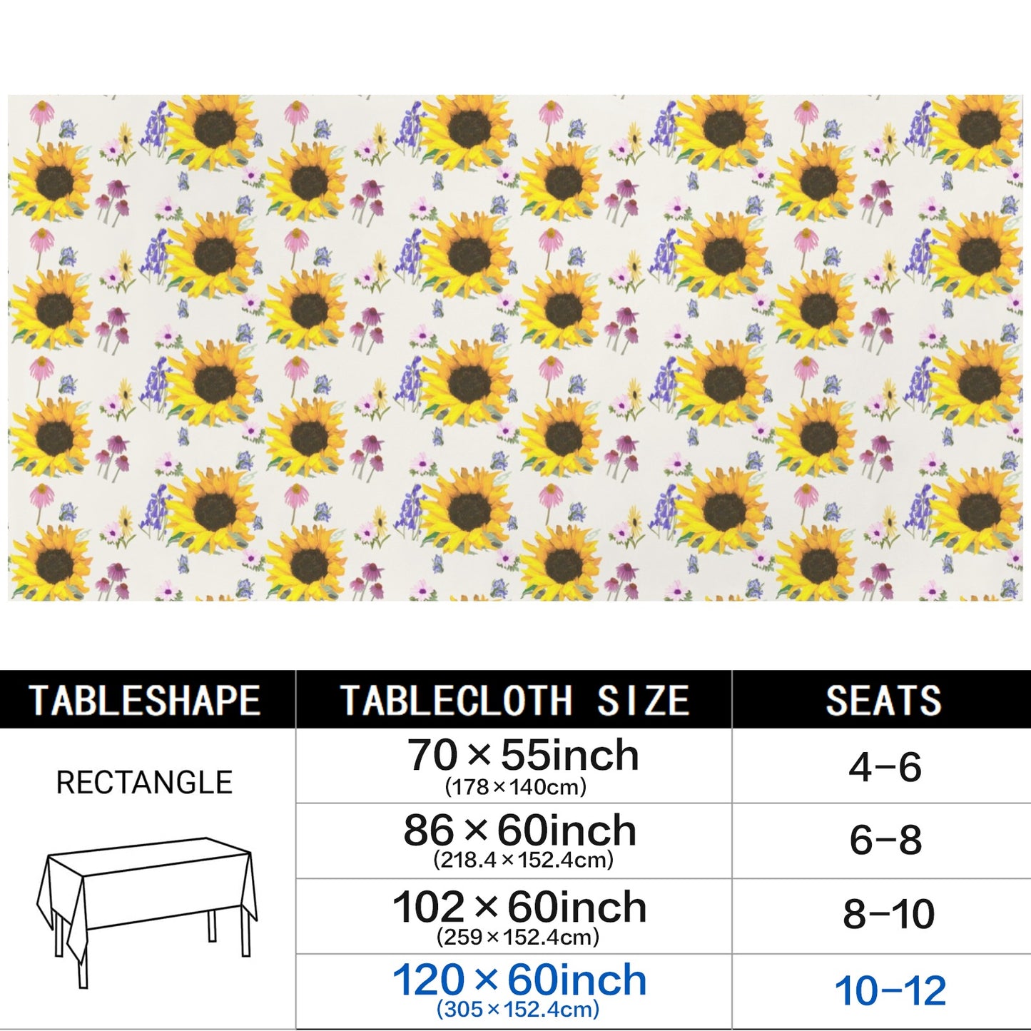 Sunflower Designer 120" x 60" Tablecloth