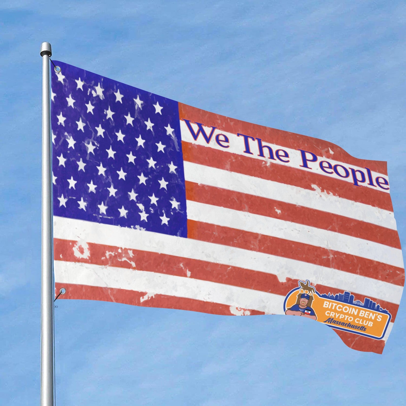 We The People Flag Bitcoin Ben Mass Club Custom Flag 8x5 Ft (96"x60") (One Side) - Miniaday Designs, LLC.