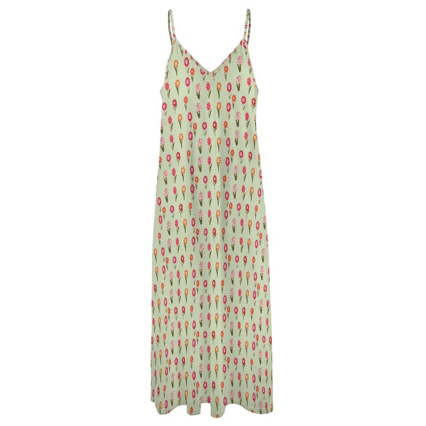 Miniaday Designs Desert Blossom Serenade" Spaghetti Strap Ankle-Length Dress Long Dress Pale Green - Miniaday Designs, LLC.