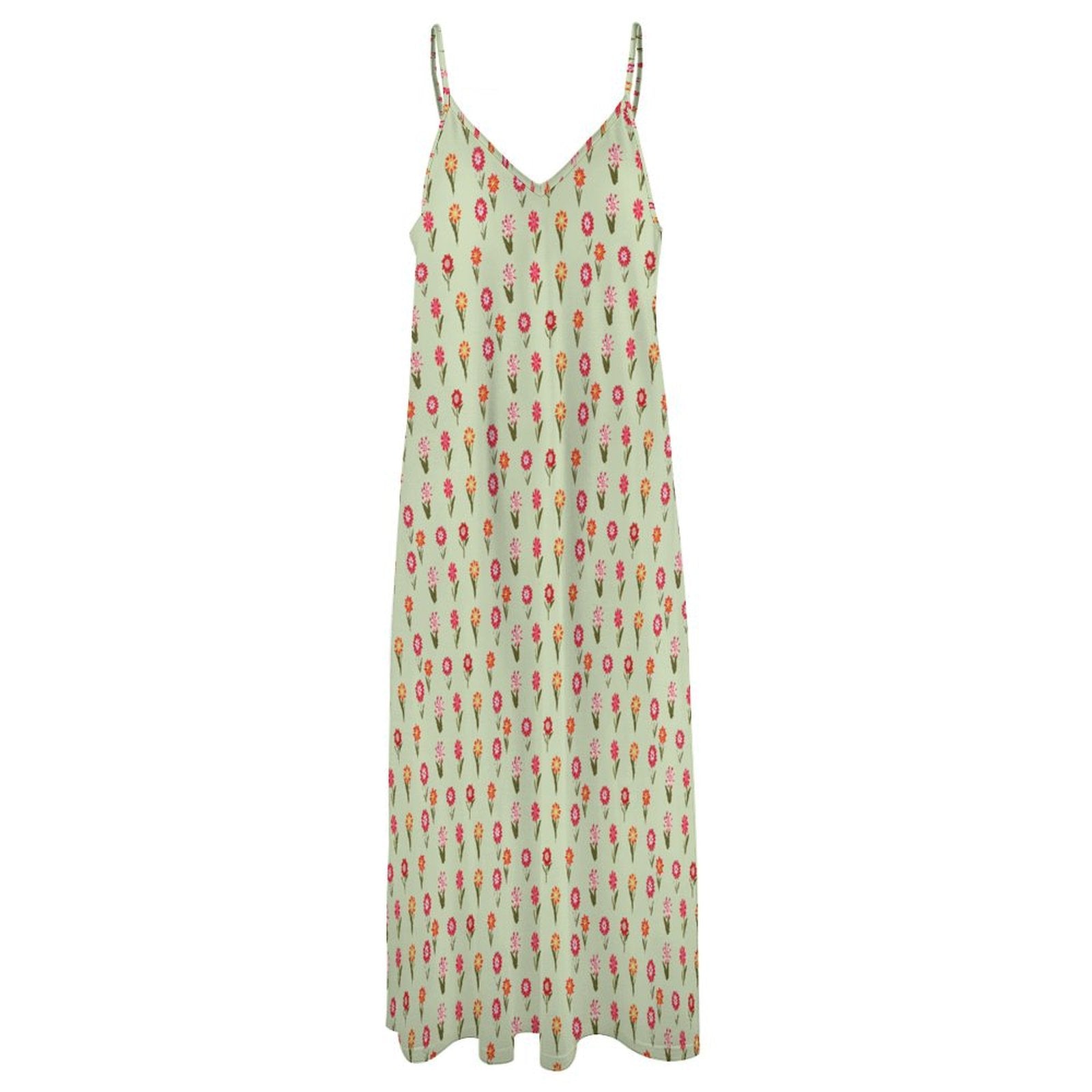 Miniaday Designs Desert Blossom Serenade" Spaghetti Strap Ankle-Length Dress Long Dress Pale Green - Miniaday Designs, LLC.