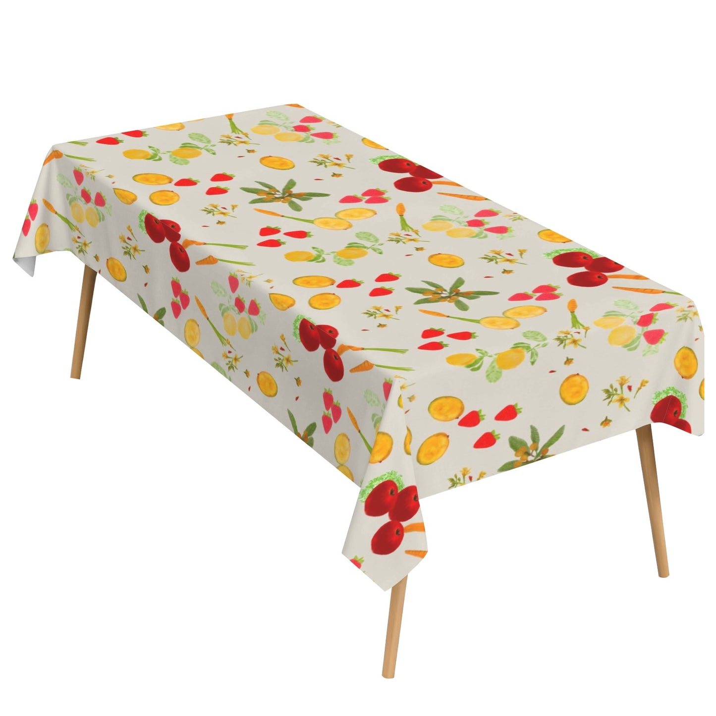 Sunflower & Farmstand Designer Tablecloth | 102x60 Watercolor Floral Table Linen | Farmhouse Kitchen Decor