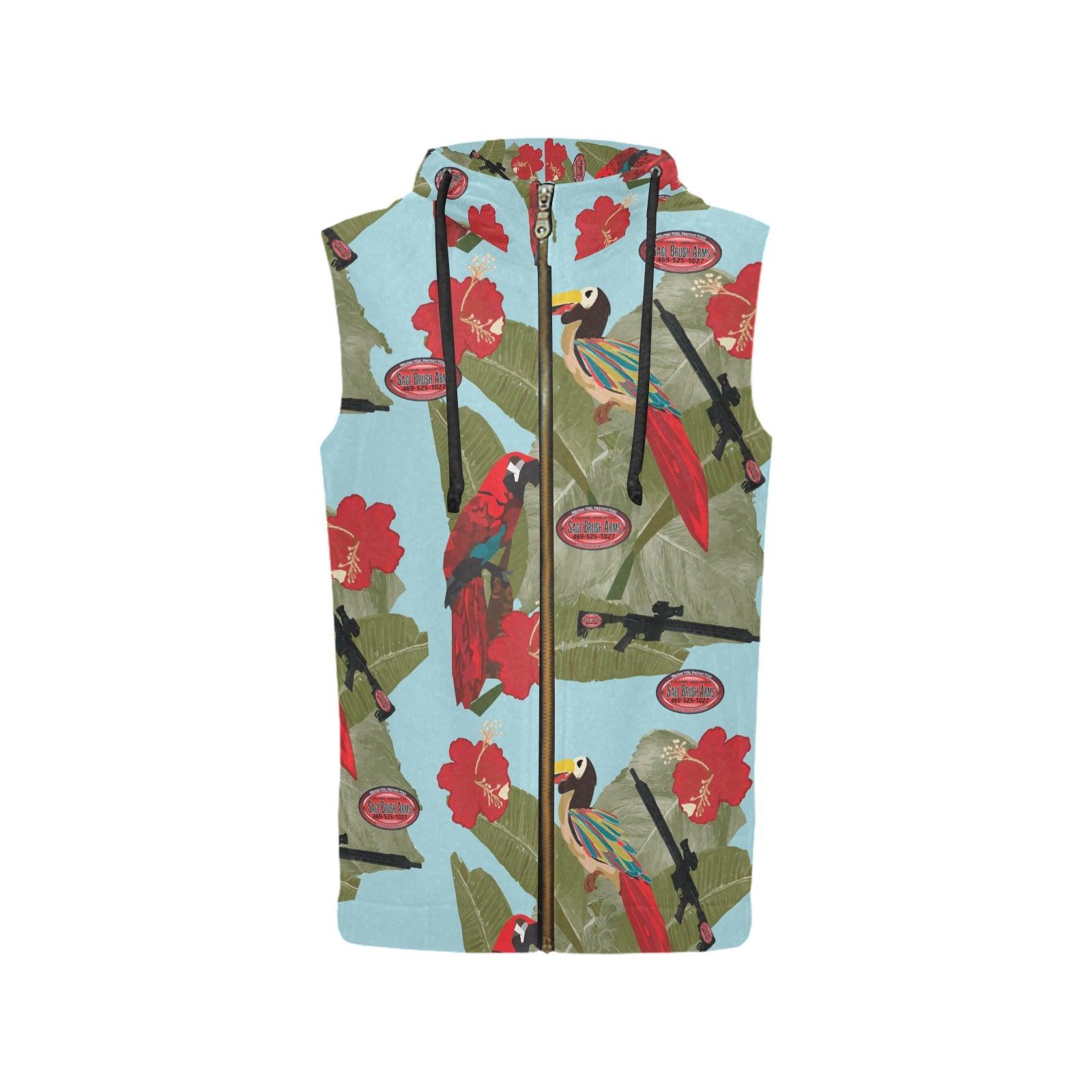 Sage Brush Arms Sleevelss Zip Up Hoodie for Women - Miniaday Designs, LLC.