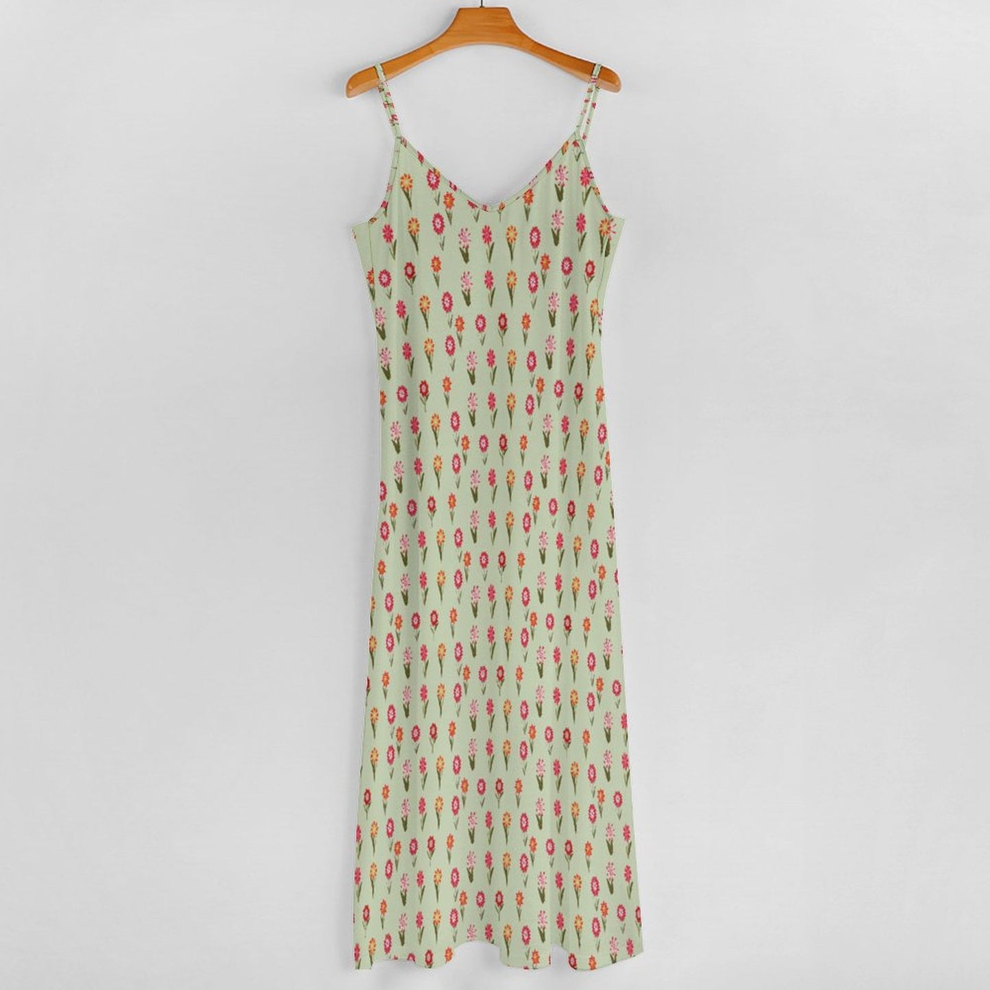 Miniaday Designs Desert Blossom Serenade" Spaghetti Strap Ankle-Length Dress Long Dress Pale Green - Miniaday Designs, LLC.