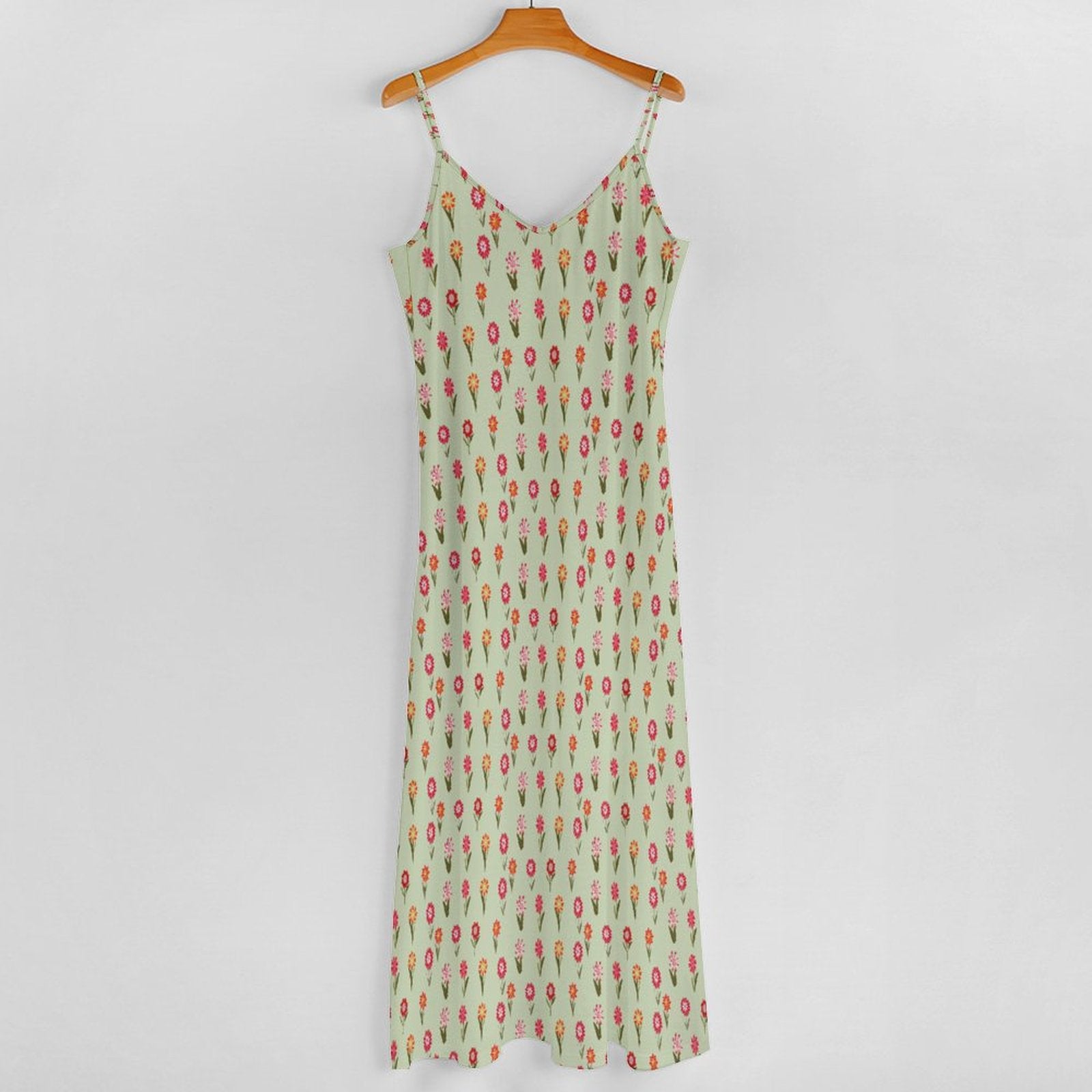 Miniaday Designs Desert Blossom Serenade" Spaghetti Strap Ankle-Length Dress Long Dress Pale Green - Miniaday Designs, LLC.