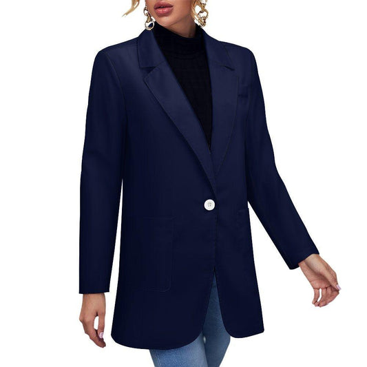 Miniaday Designs Solid Blazer Navy Blue