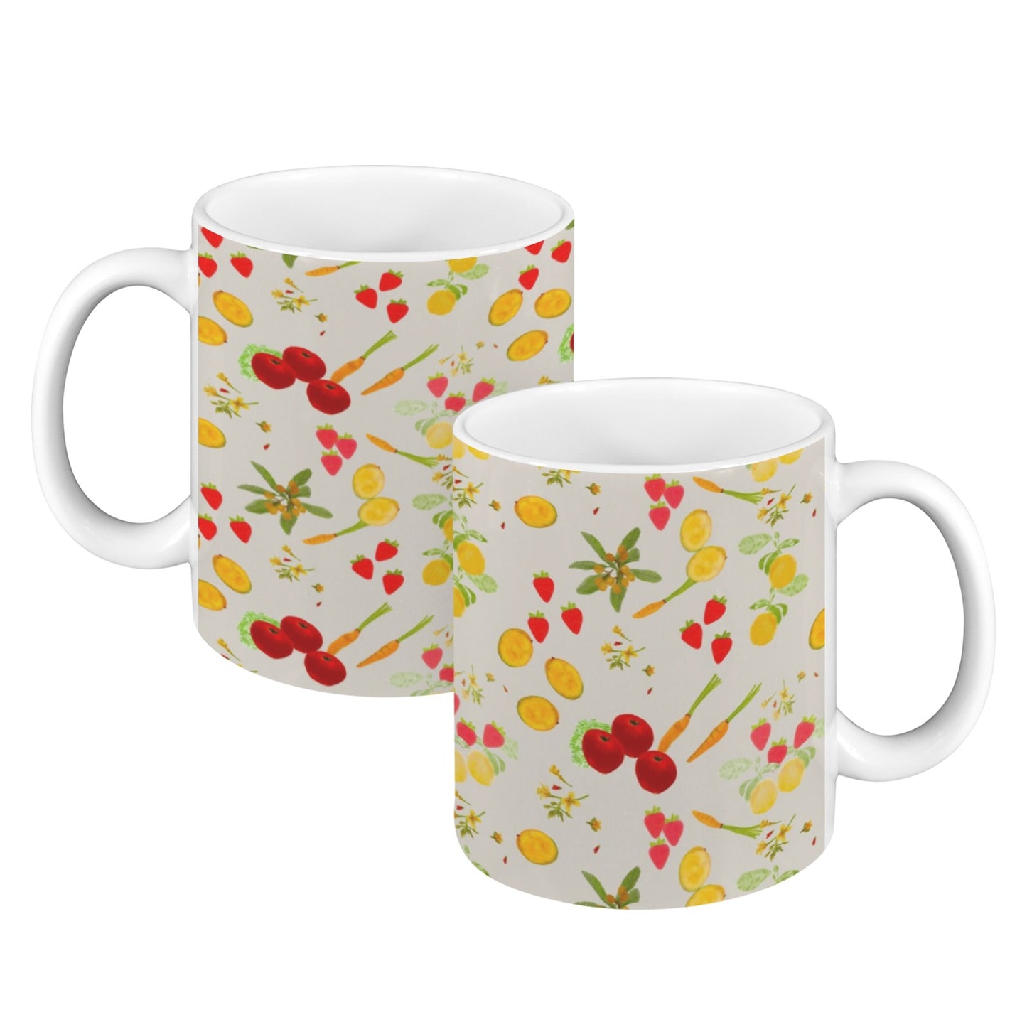 Floral & Fruit Artist-Designed Mug Set of 2 | Made in USA | Watercolor Botanical Coffee Cups | Gift-Ready Design Collectio
