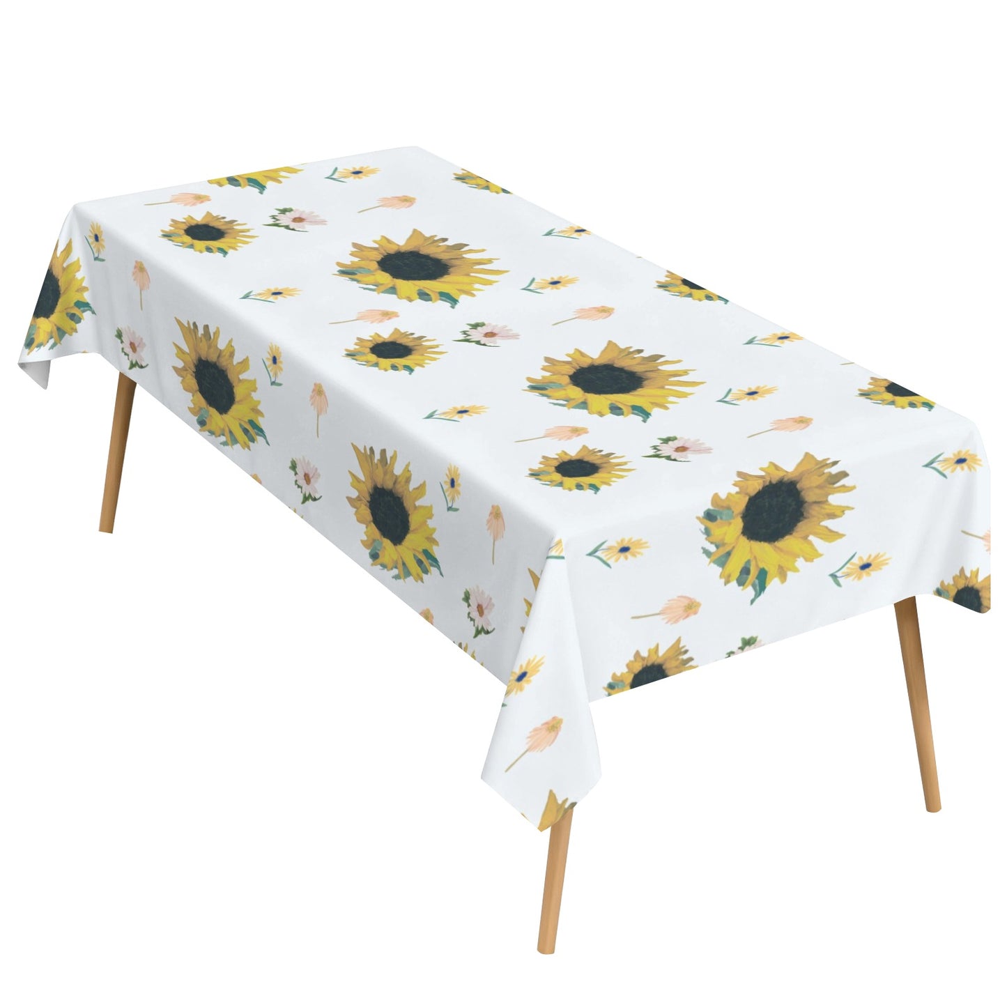 Sunflower & Farmstand Designer Tablecloth | 102x60 Watercolor Floral Table Linen | Farmhouse Kitchen Decor